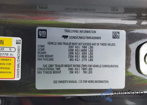 2021 Chevrolet Tahoe 2Wd Lt z USA, uszkodzony, nr VIN 1GNSCNKD7MR439900